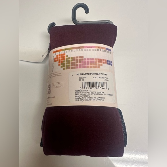 Joyspun Woman's Opaque/Pattern Tights 2 Pair Large Black & Crushed Plum NWT - Picture 2 of 3